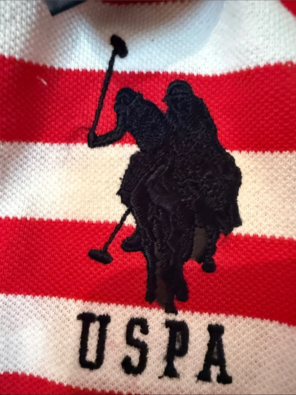 U.S. Polo Assn. Red & White Striped Polo Romper
